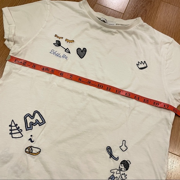 Zara Trafaluc White Embroidery Tee Size M - Picture 11 of 12